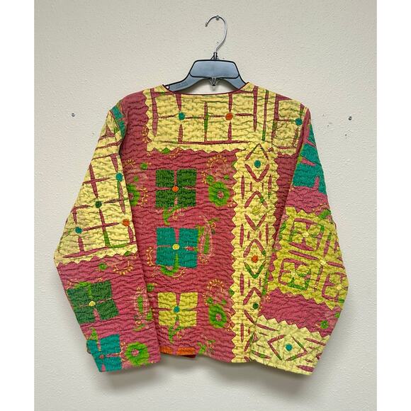 Kantha Jacket Vintage Handmade 100% cotton Patchwork Jacket Floral Cotton Jacket - Picture 5 of 7